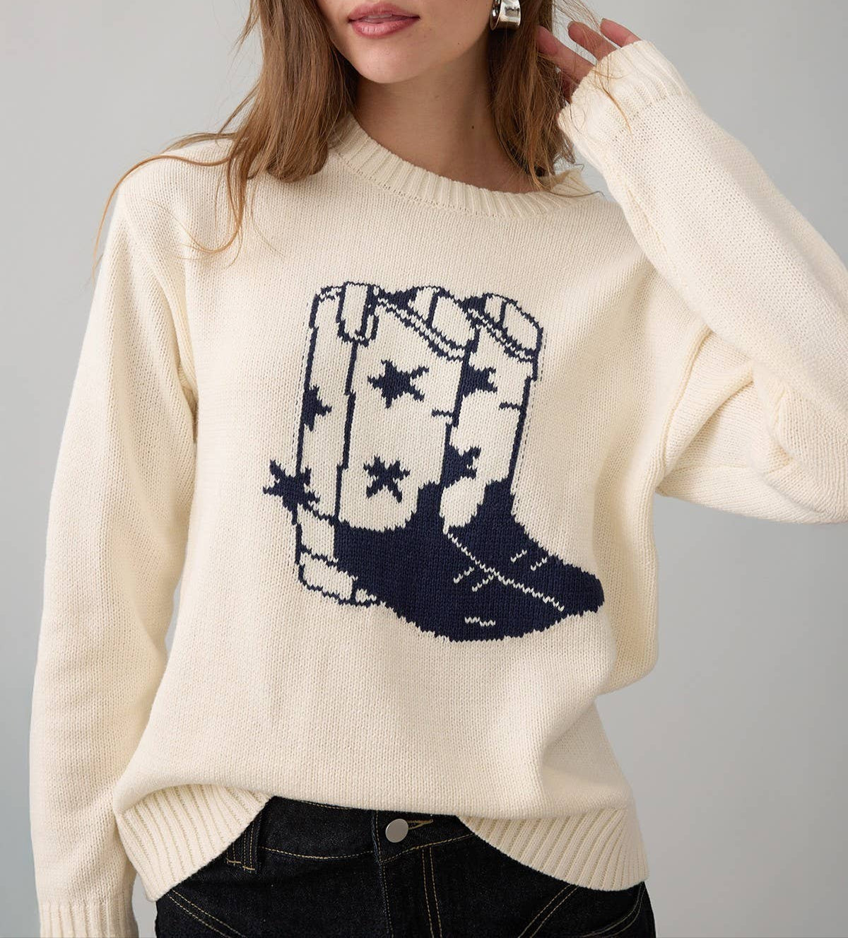 Western Boot Motif Sweater Buy at Boltranchstore.com