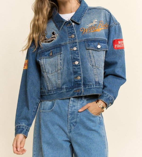 Wild Ride Western Denim Jacket womens western apparel bolt ranch store
