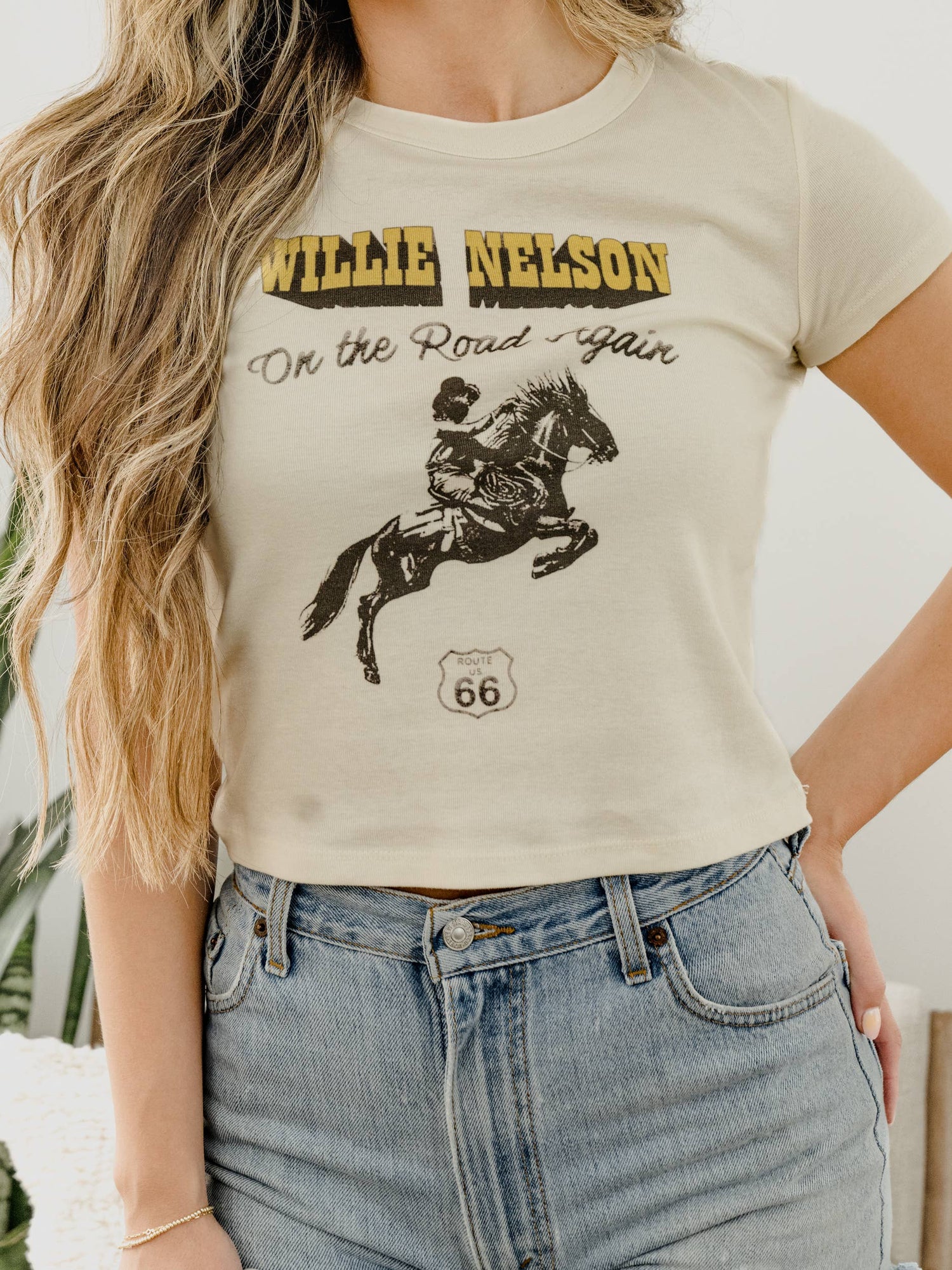 Willie Nelson Route 66 Micro Cropped Tee order at boltranchstore.com