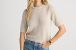 W Cashmere BRENDA Short Sleeves Earth soft oatmeal beige silk cashmere short sleeve sweater womens western boutique Utah SKU 21FH75