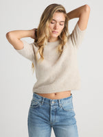 W Cashmere BRENDA Short Sleeves Earth relaxed crewneck silhouette with ribbed neckline and straight hem womens western clothing