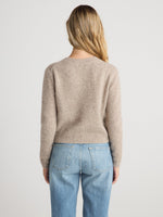 W Cashmere PHOEBE Cardigan Heather Brown fine 5 gauge single ply knit with tonal buttons western fashion