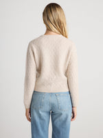 W Cashmere AURELIA Cardigan Oatmeal straight back panel with ribbed hem ranch wear Kamas