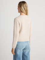 W Cashmere AURELIA Cardigan Oatmeal 5 gauge 3 ply knit with soft structured drape western fashion