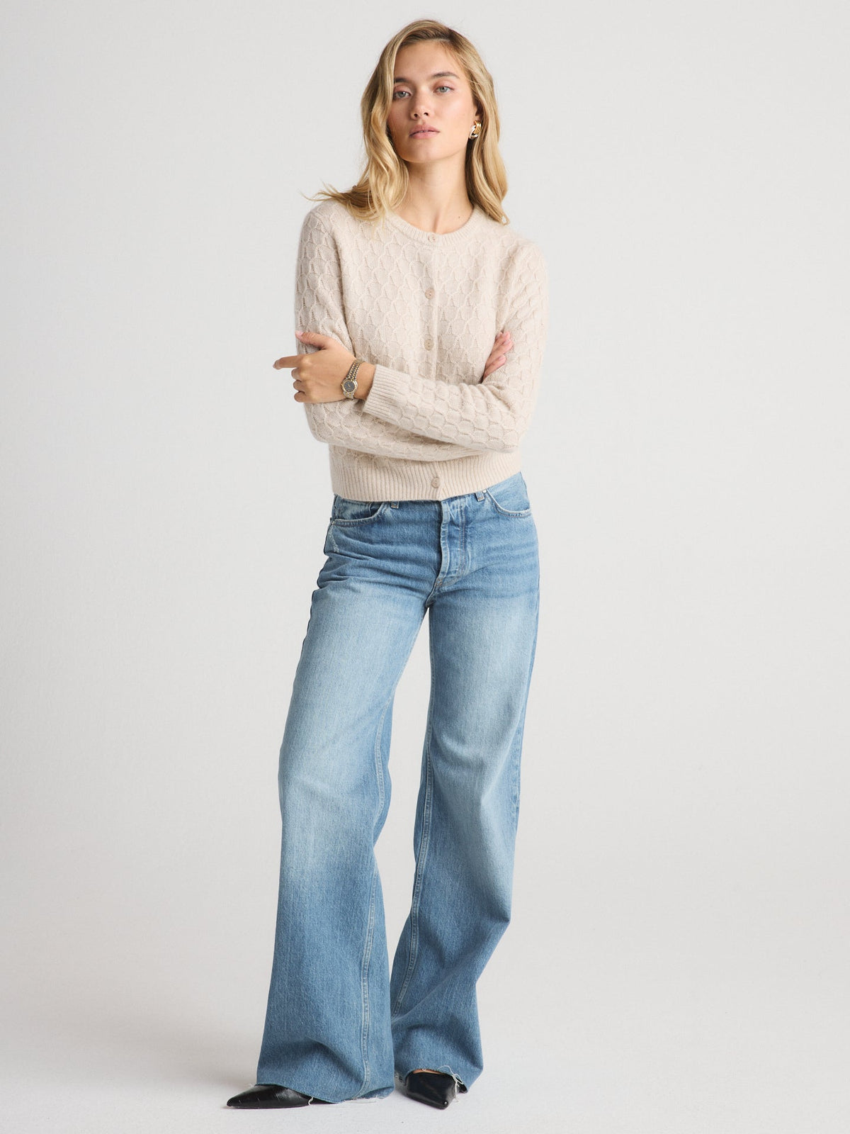 W Cashmere AURELIA Cardigan Oatmeal versatile layer for cowgirl style and everyday western wear Park City