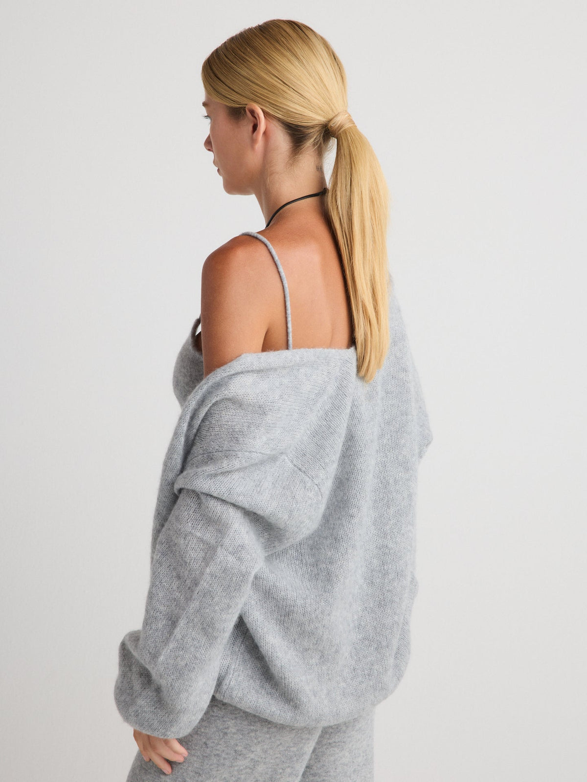W Cashmere Juniper Cardigan Flint