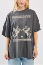 Womens Cowboys Stitch Tee cowboys on horses zutter womens short sleeve oversized wester tshirt at Boltranchstore.com