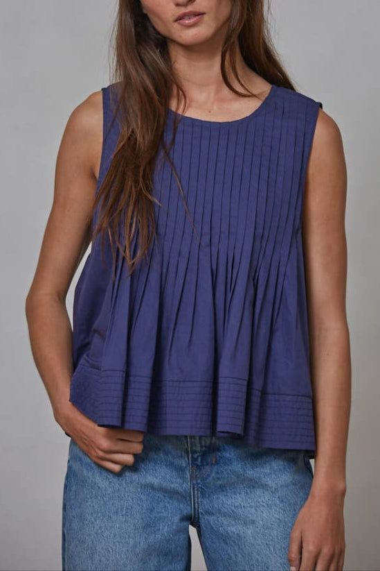 womens Maggie Navy Woven Cotton Sleeveless Top cream navy summer top free shipping Bolt Ranch Store womens by together L8187