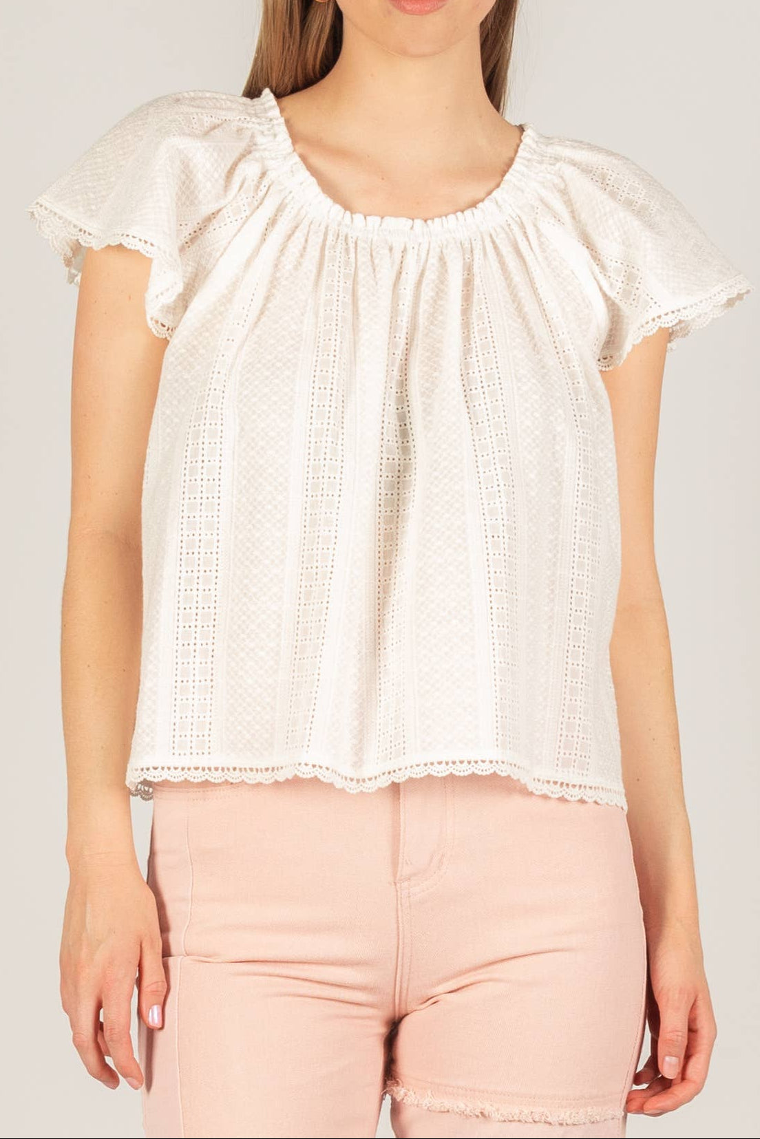 Womens Sky Eyelet Top boltranchstore.com free shipping summer shirt white eyelet lace pretty cap sleeve shirt western fashion style simple summer shirt 