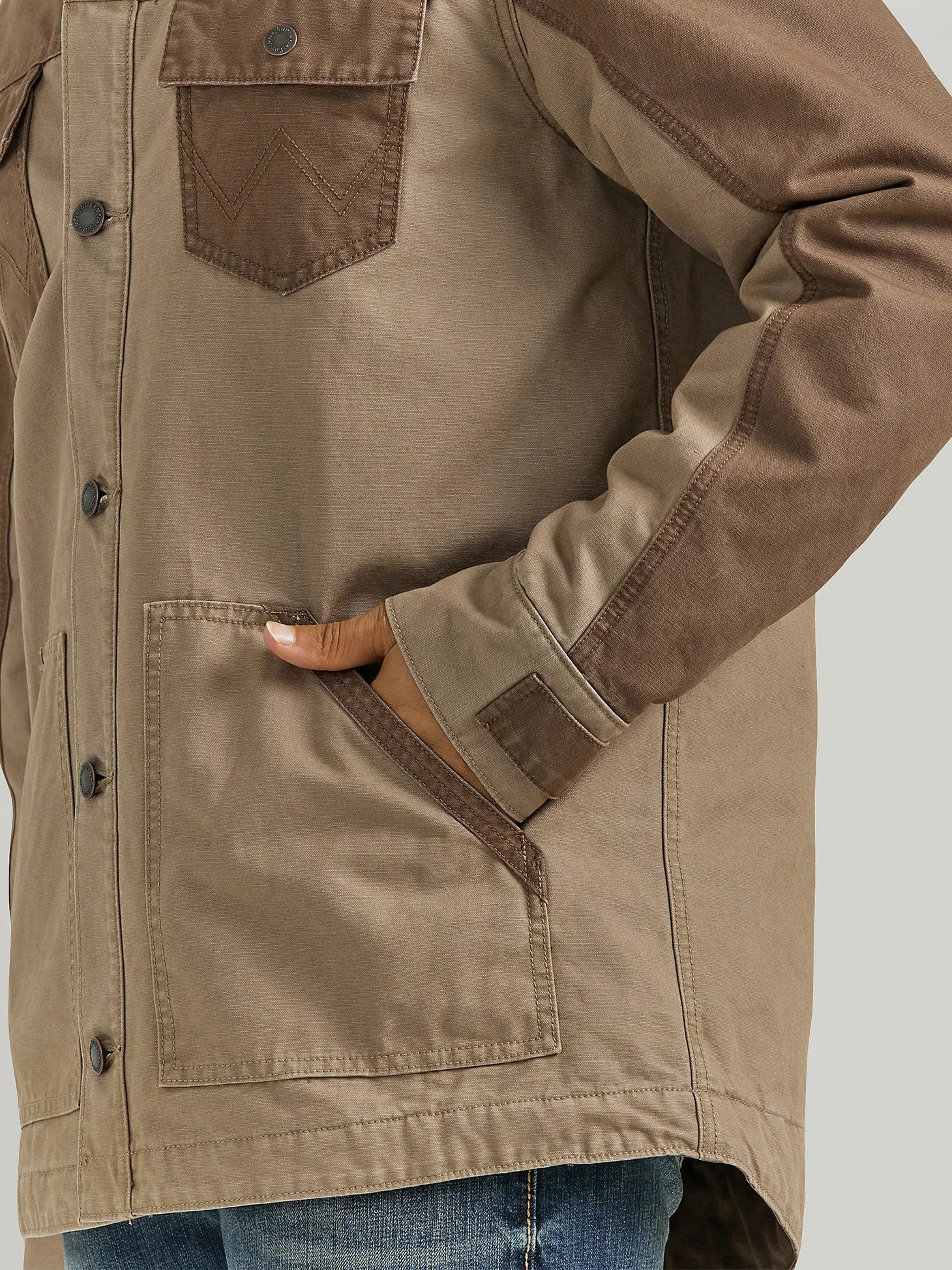 Wrangler Mens Mixed Canvas Chore Jacket
