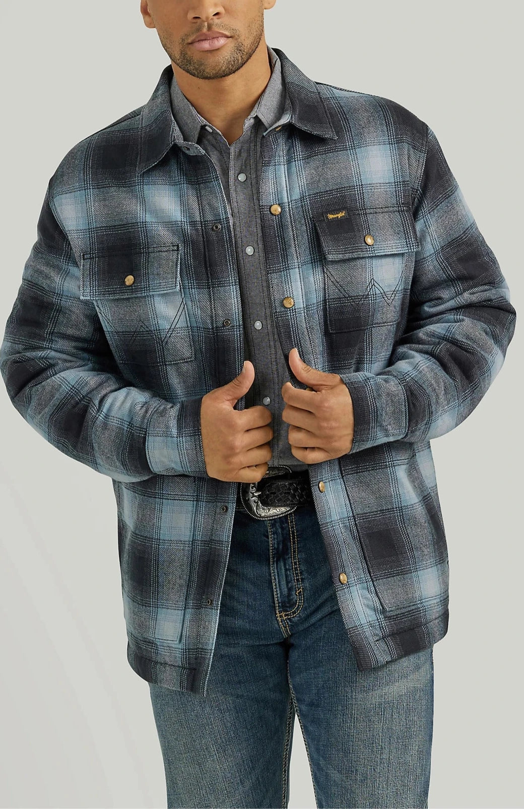 Wrangler Mens Sherpa Flannel Shirt Jacket