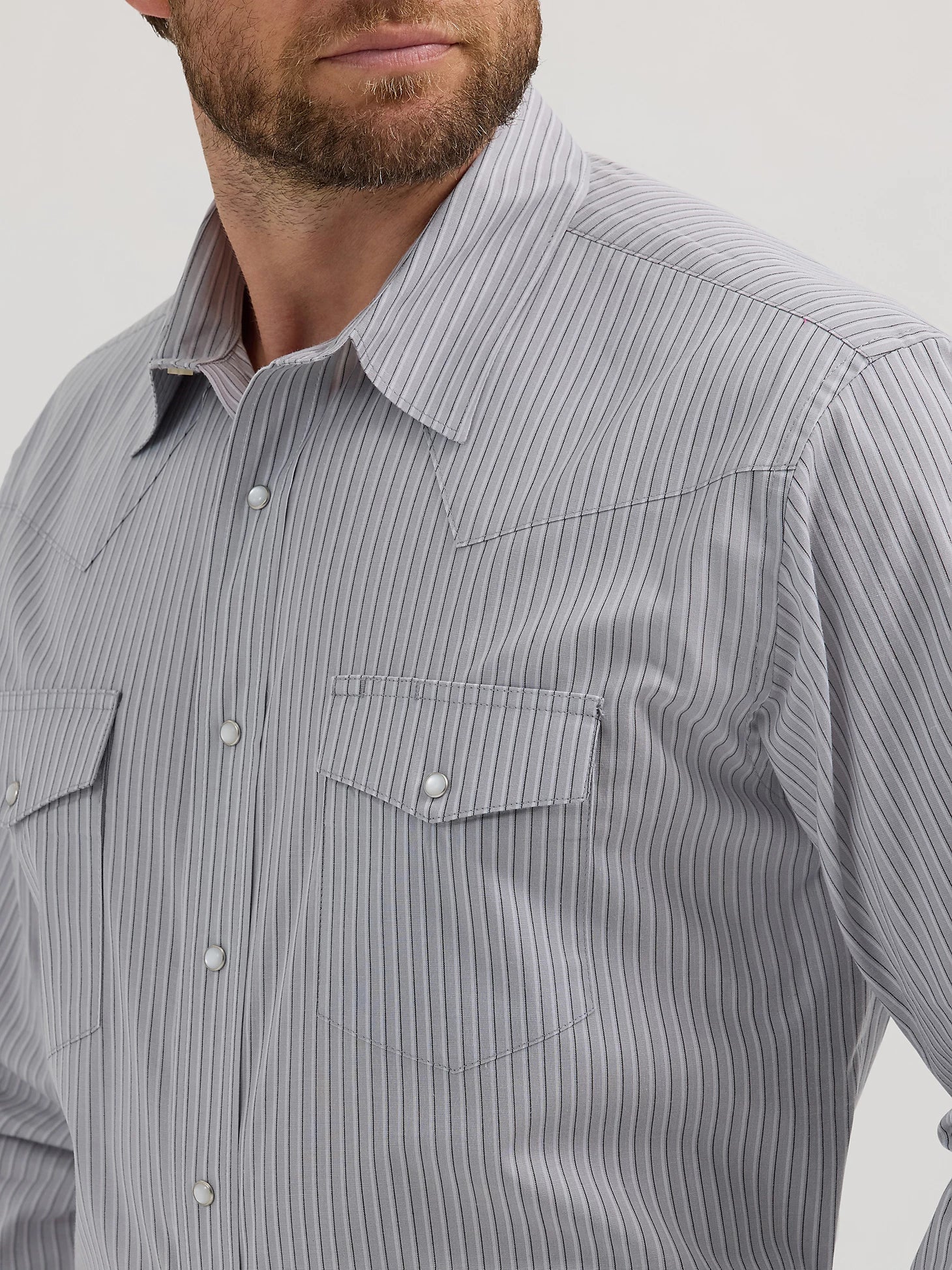 Wrangler Mens WR LS Snap Smoky Gray Shirt