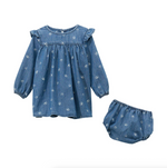 Wrangler Baby Girl Denim Dress buy at boltranchstore.com western wear horseshoe denim dress baby toddler girls free shipping