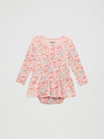 Wrangler Baby Girl Horse Print Skirted Bodysuit in soft pink with a cowgirls skirt 