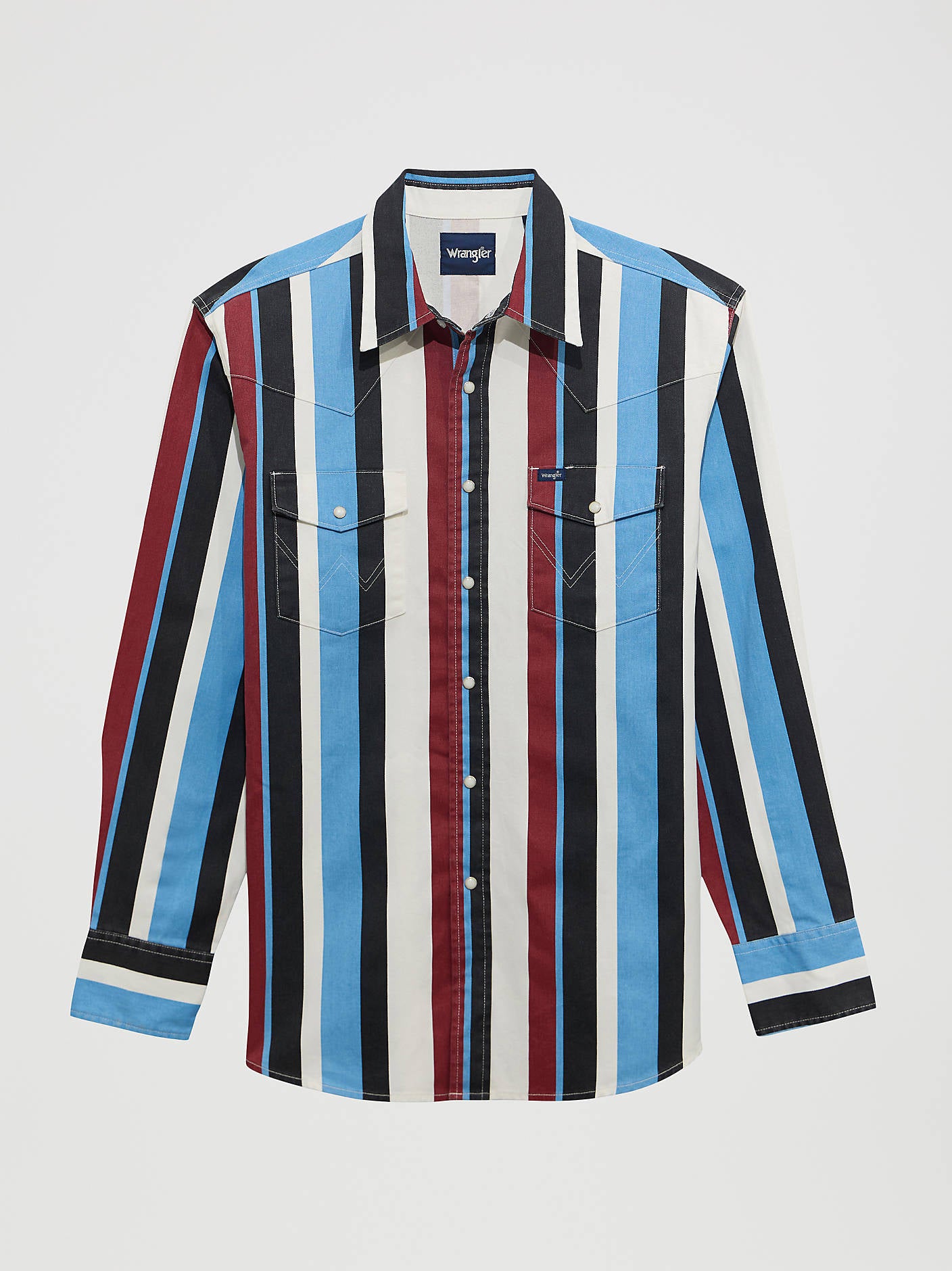 Wrangler Boys Brushpopper Western Snap Shirt featuring blue black maroon and cream shirts at boltranchstore.com