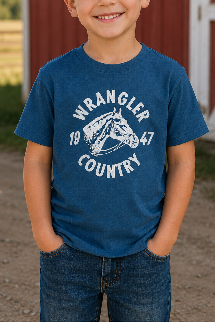 Wrangler Boys Tack Stargazer kids blue western horse shirt Boltranchstore.com Free Shipping
