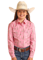 Wrangler Girl Snap Shirt in Desert Pink shop at boltranchstore.com kids western wear