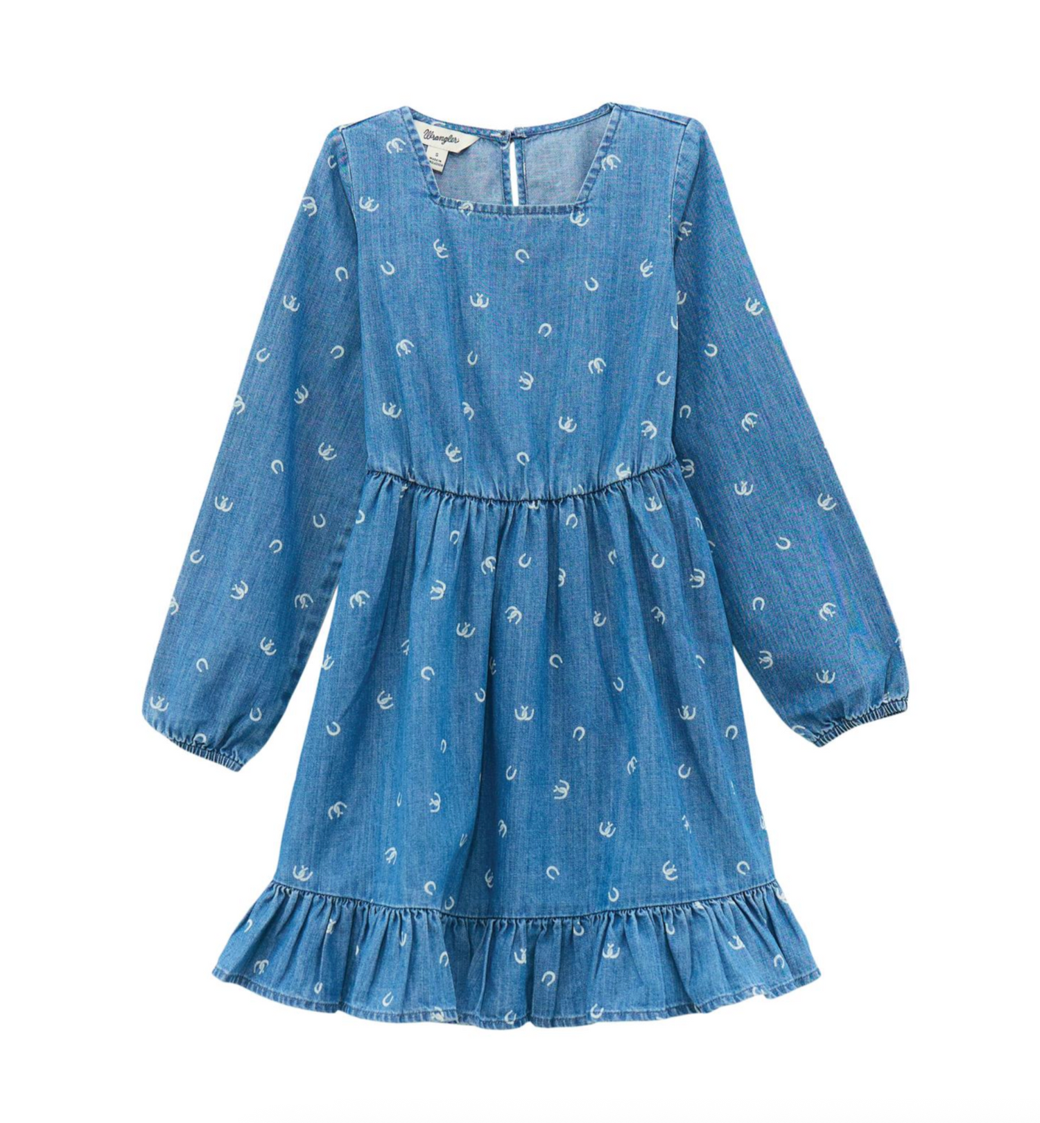 Wrangler Girls Denim Horseshoe Dress Buy at boltranchstore.com western wear little girls 