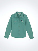 Wrangler Girls Teal Snap Shirt long sleeve western shirt free shipping buy now bolt ranch store