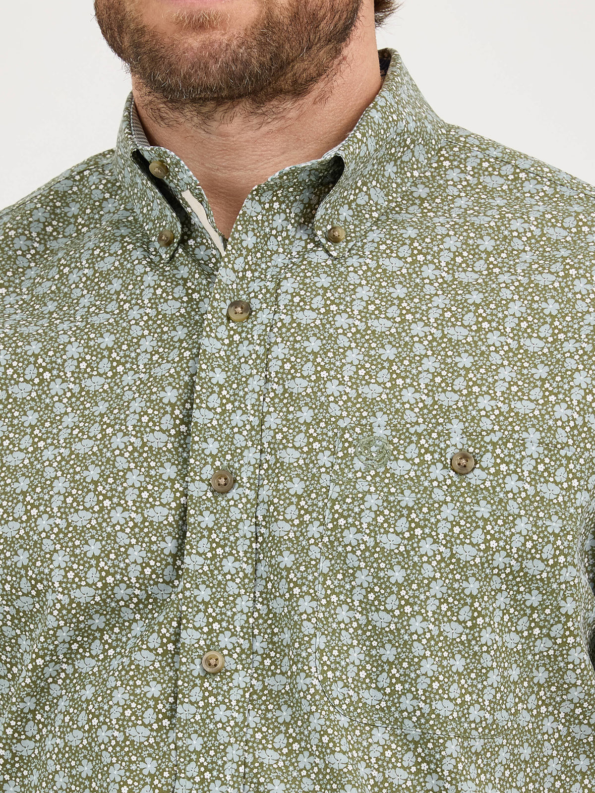 Wrangler Mens George Strait LS Floral Green Shirt