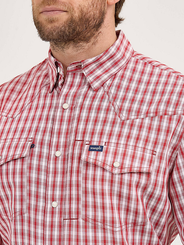Wrangler Mens Performance Snap SS Plaid Shirt