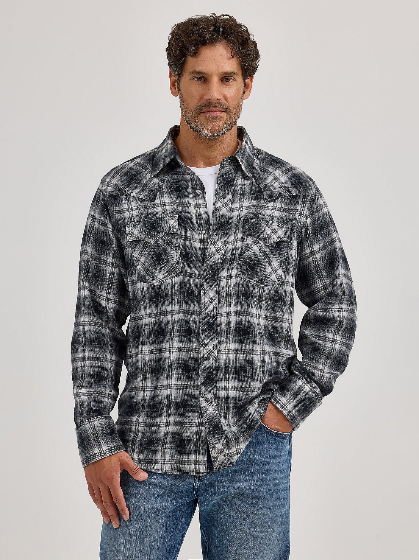 Wrangler Mens Retro Flannel Snap Plaid Shirt order at boltranchstore.com
