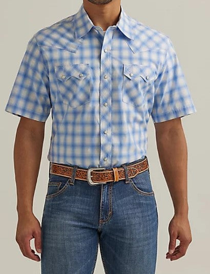 Wrangler Mens Retro SS Snap Sawtooth Pocket Plaid Shirt