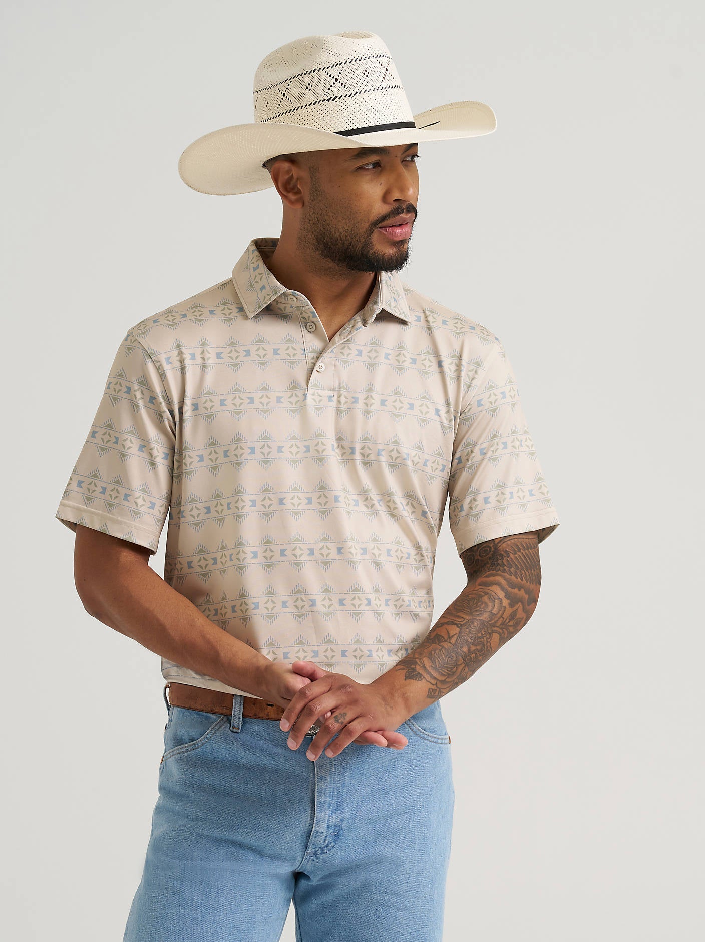 Wrangler Mens Western Perf Polo Checotah Stripe shop at boltranchstore.com western wear summer