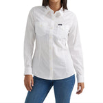 Wrangler Retro Long Sleeve Solid White Shirt western wear womens long sleeve at Bolt Ranch Store buy now