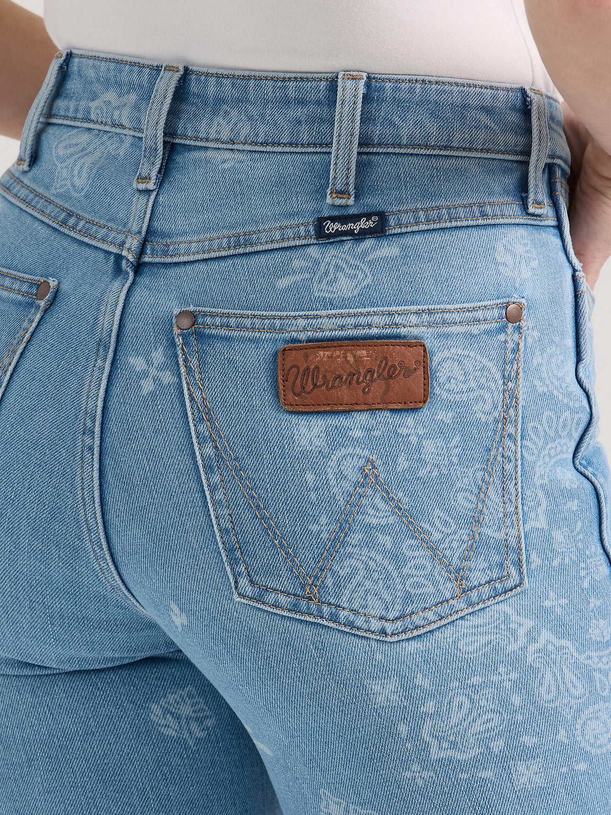 Wrangler Womens Bailey High Rise Printed Flare