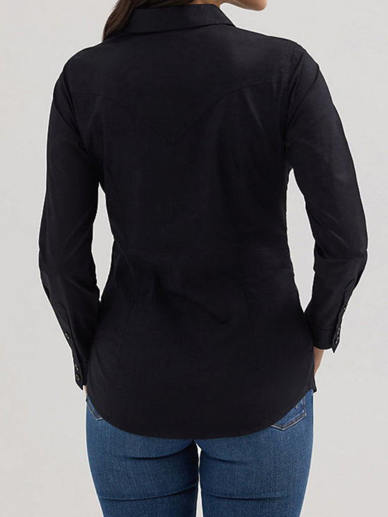 Wrangler Womens Button Down Black Shirt