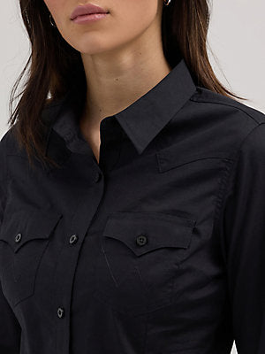 Wrangler Womens Button Down Black Shirt