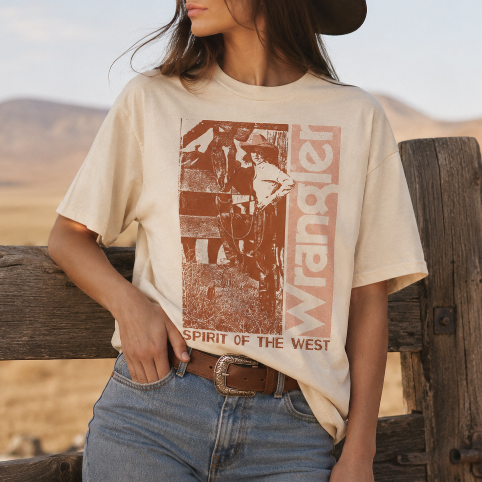 Wrangler Womens Girlfriend Short Sleeve 112379645 spirit of the west t shirt tee t-shirt western shirt Boltranchstore.com Free Shipping