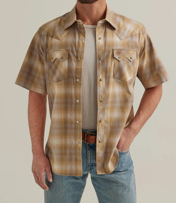 Wrangler Mens Retro SS Snap Sawtooth Pocket Plaid Shirt