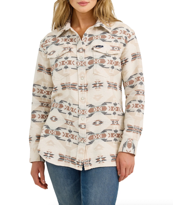 Wrangler Womens West Jaquard Snap Aztec Shirt womens western fashion free shipping Boltranchstore.com