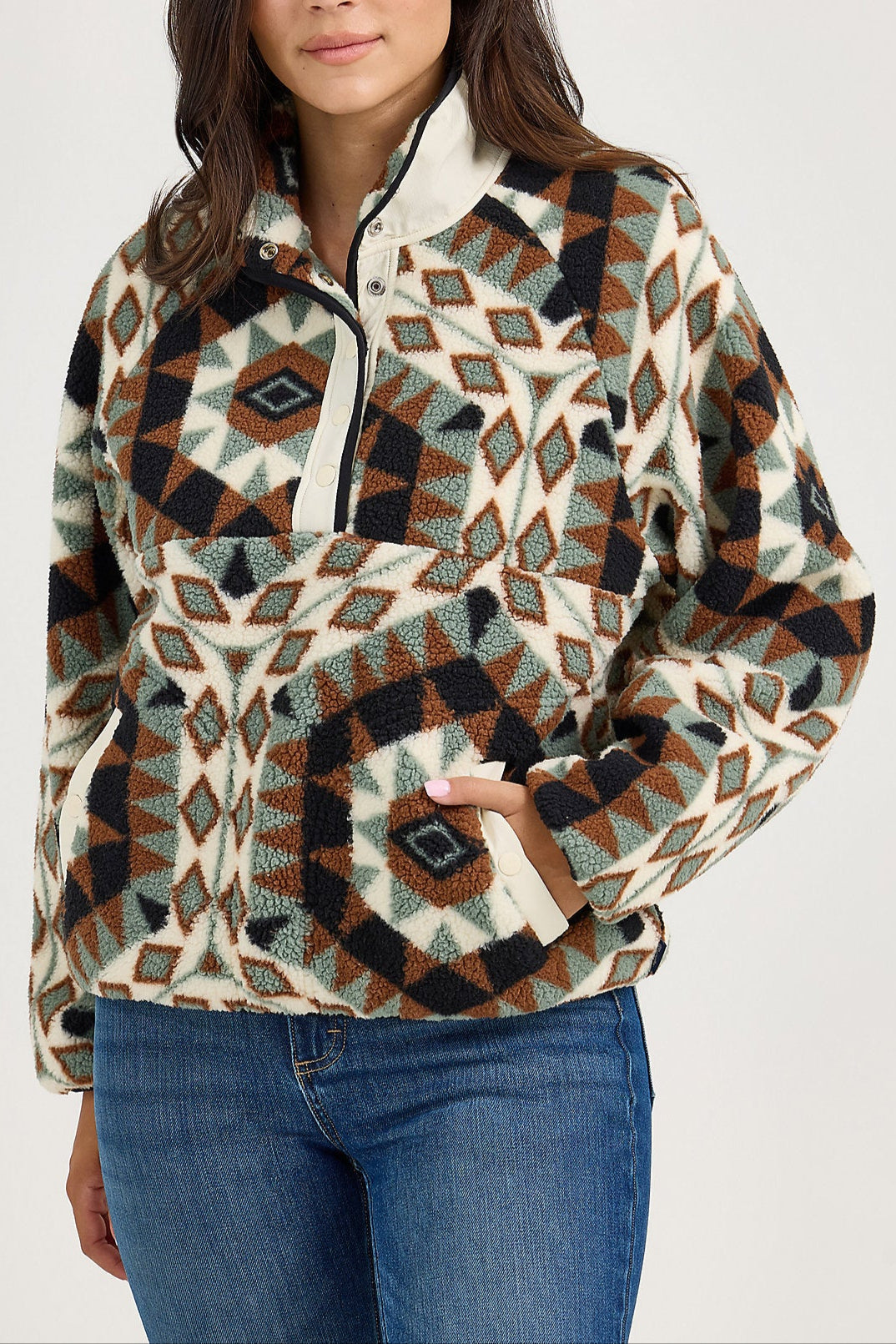 Wrangler Womens West Sherpa Pullover 112367340 womens western wear fashion free shipping Boltranchstore.com