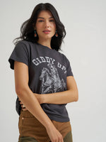Wrangler X Lainey Wilson Giddy Up Tee western wear grey Tee horse and rider on front