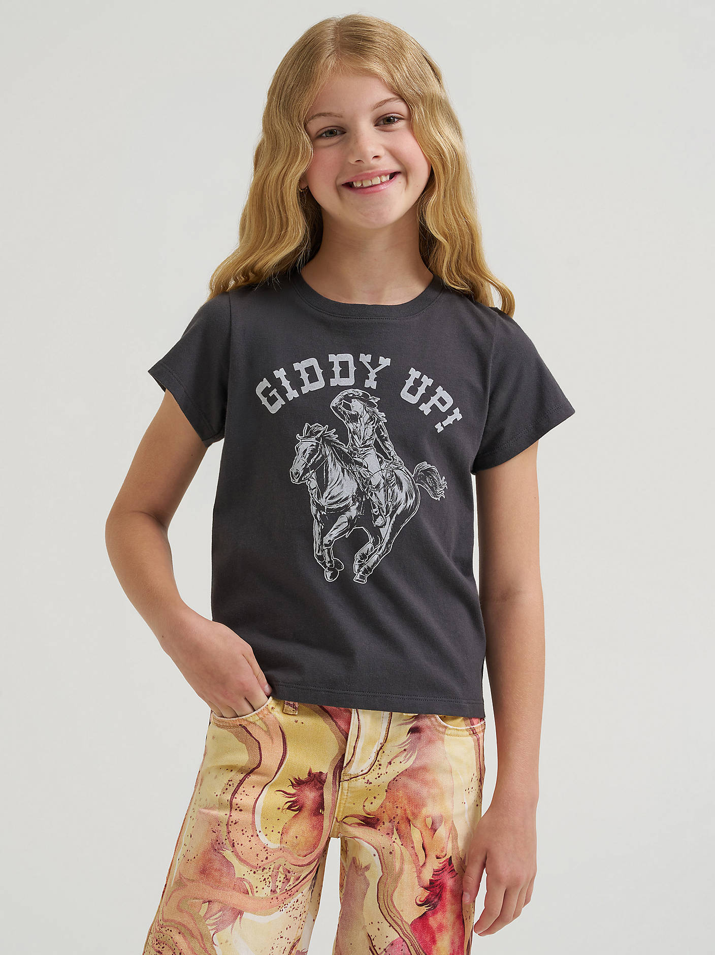 Wrangler X Lainey Wilson Girl Giddy Up Tee kids western wear  bolt ranch store