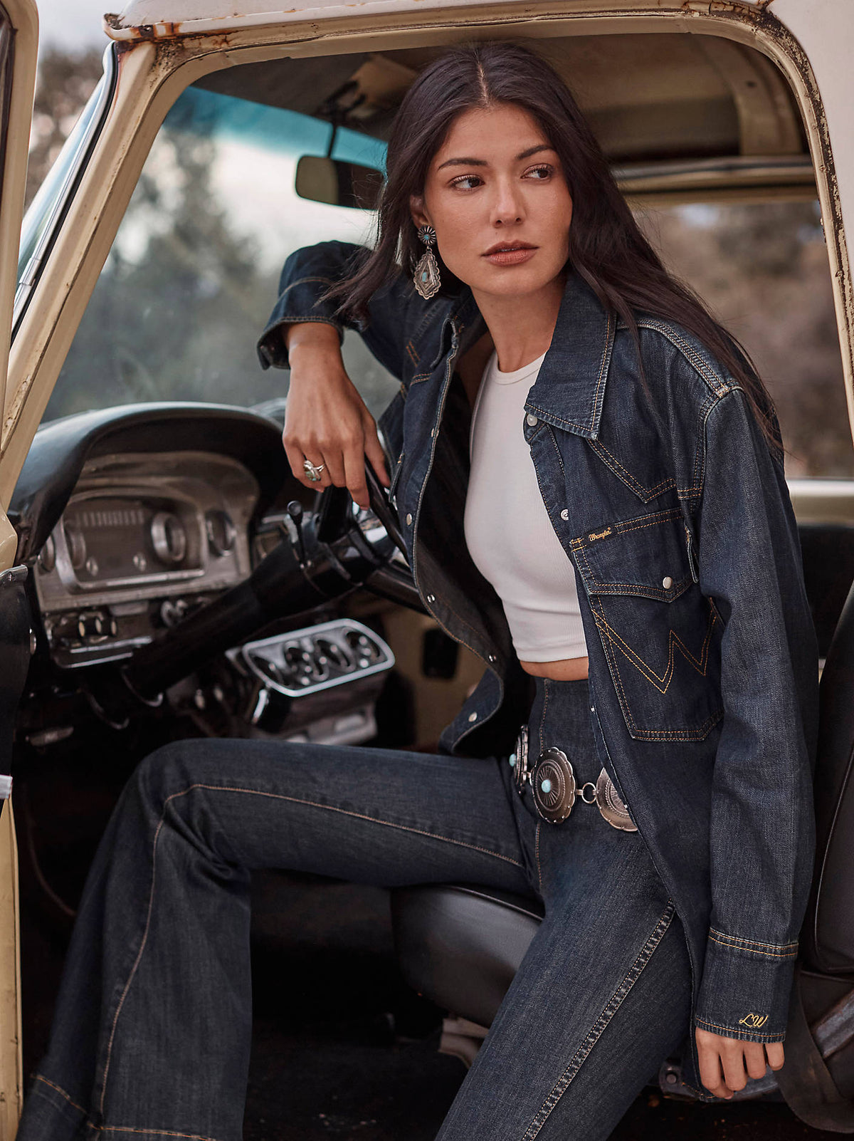 Wrangler X Lainey Wilson Utility Denim Shirt bolt ranch store western fashion
