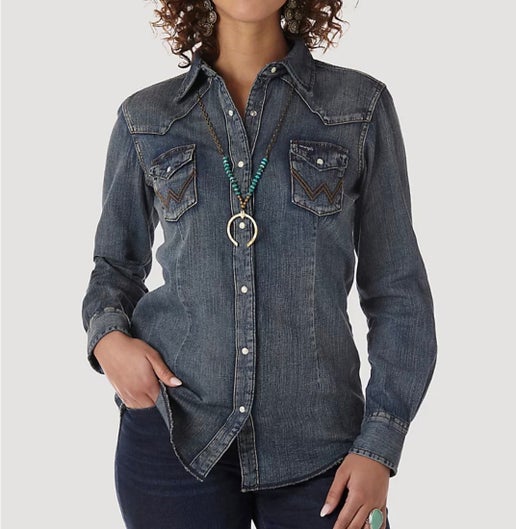 Wrangler Womens Long Sleeve Denim Shirt