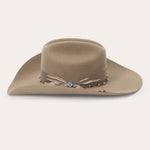 Stetson Golden Valley Cowboy Hat Buck wide grosgrain hatband with leather lace and silver tone beads