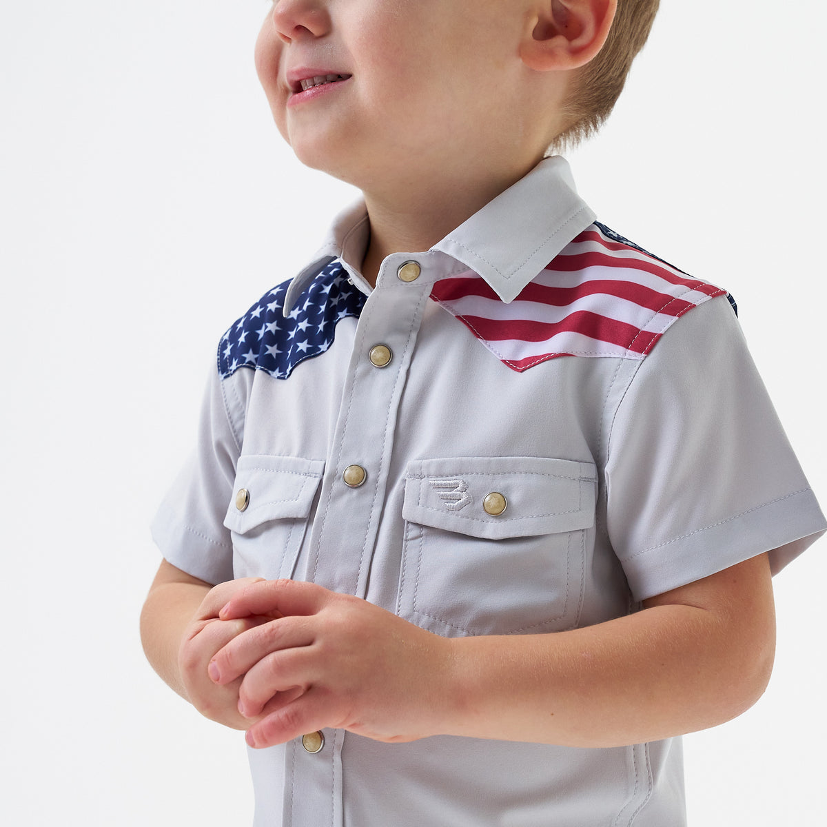 Burlebo Youth All American Performance Shirt kids boys little boy toddler western americana patriotic rodeo shirt pearl snap western Boltranchstore.com