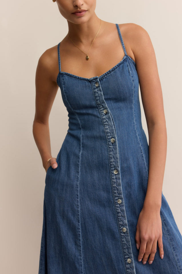Angel Eyes Denim Midi Dress Z Supply womens summer dress free shipping popular Boltranchstore.com