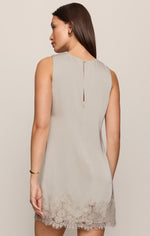 Z Supply Meadow Muse Lace Mini Dress Frosted Pearl delicate lace trim along the hem womens western clothing