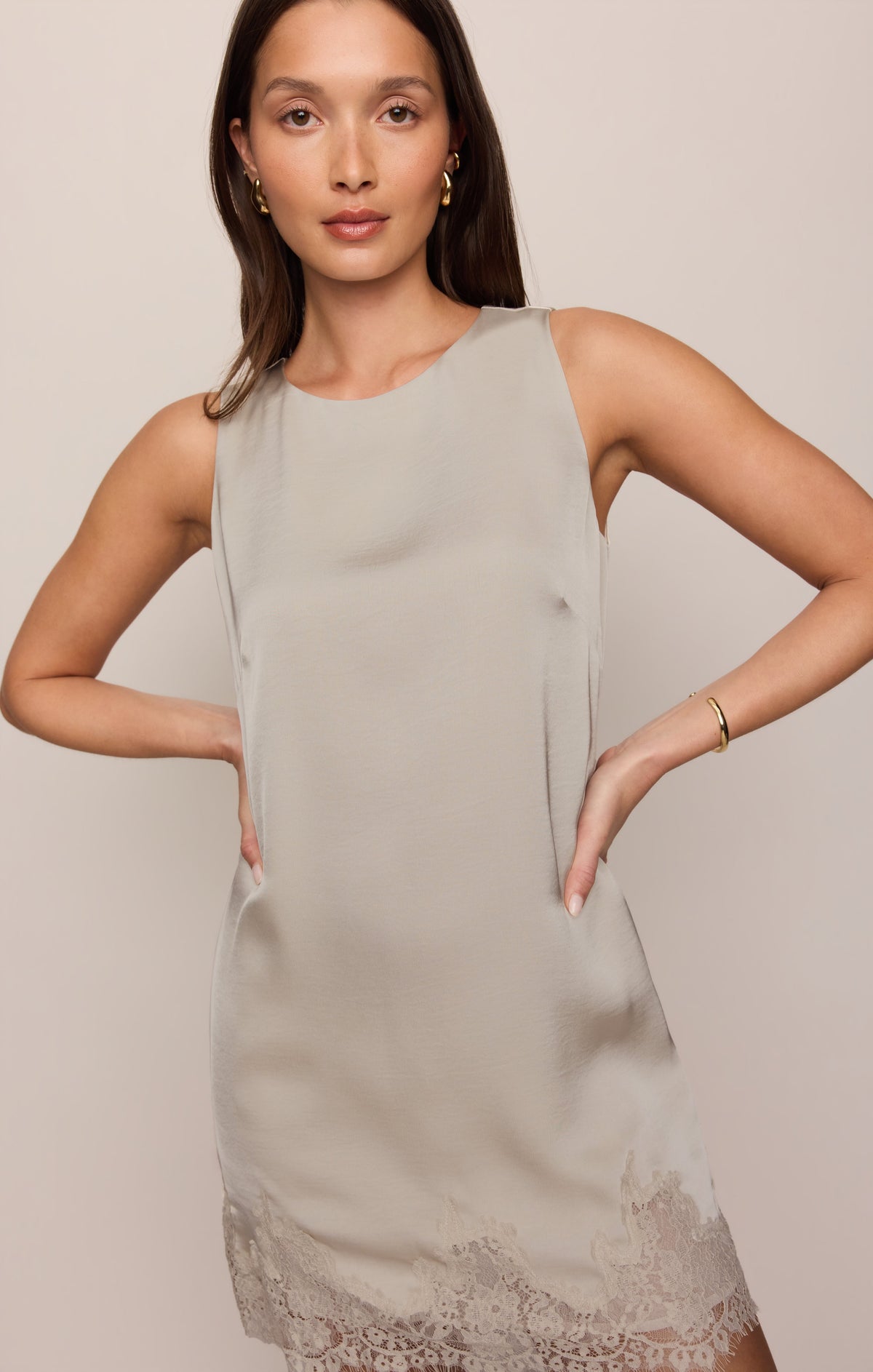 Z Supply Meadow Muse Lace Mini Dress Frosted Pearl center button at the back neckline Utah western fashion