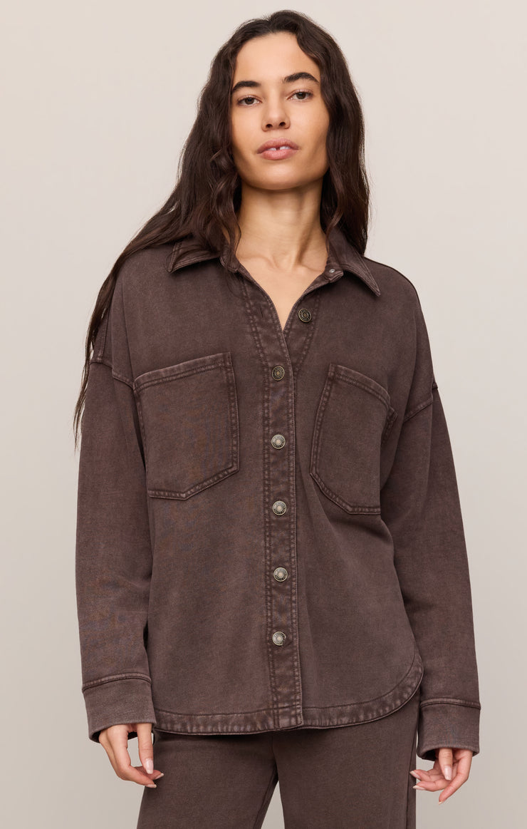 Z Supply All Day Knit Jacket Dark Chocolate