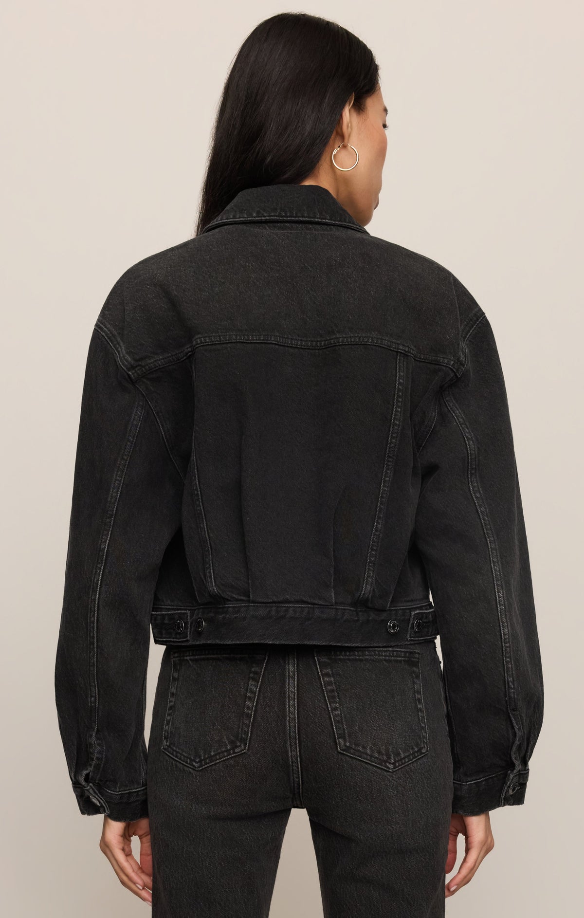 Z Supply Daily Cropped Denim Jacket Backstage collared neckline above a button front womens western clothing