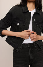 Z Supply Daily Cropped Denim Jacket Backstage subtle pleating through the sleeves and body western fashion Kamas