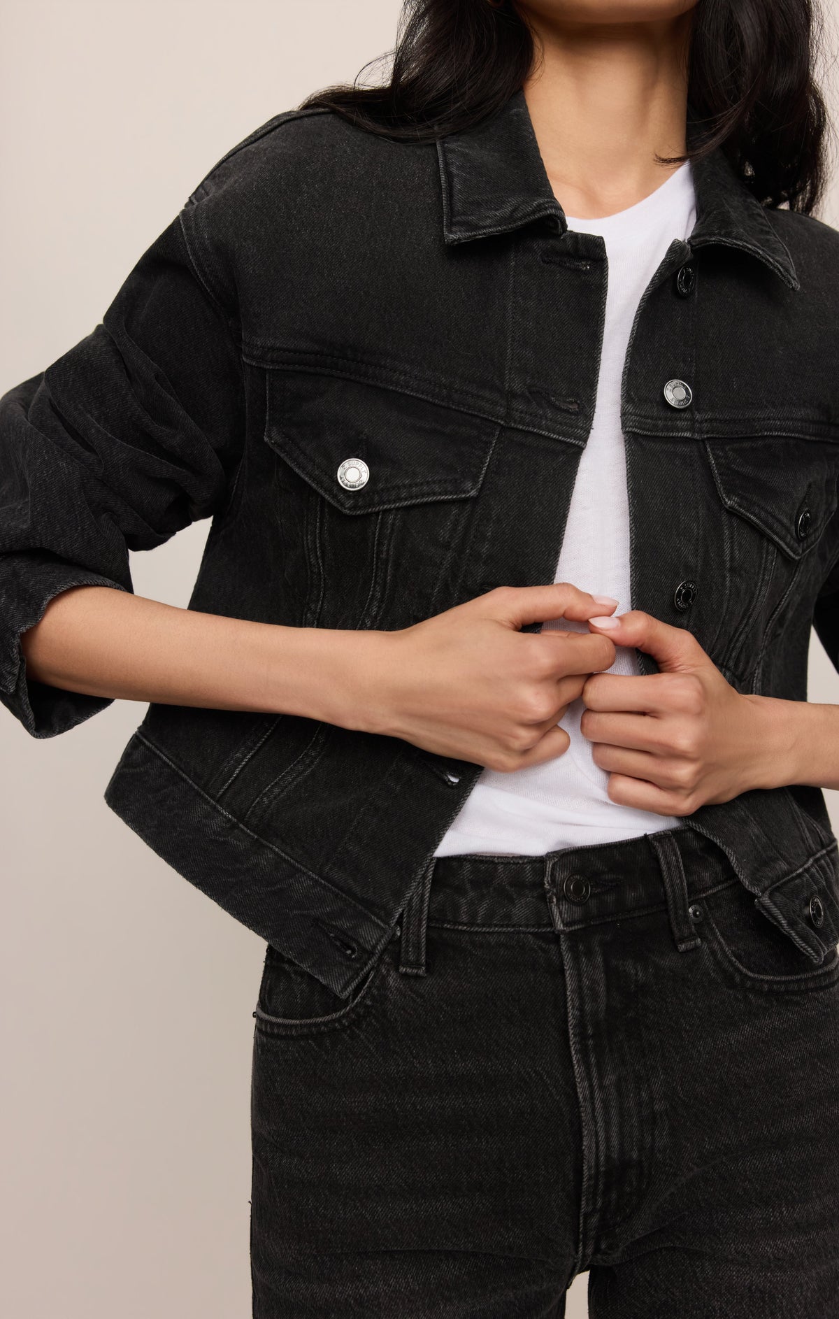 Z Supply Daily Cropped Denim Jacket Backstage subtle pleating through the sleeves and body western fashion Kamas