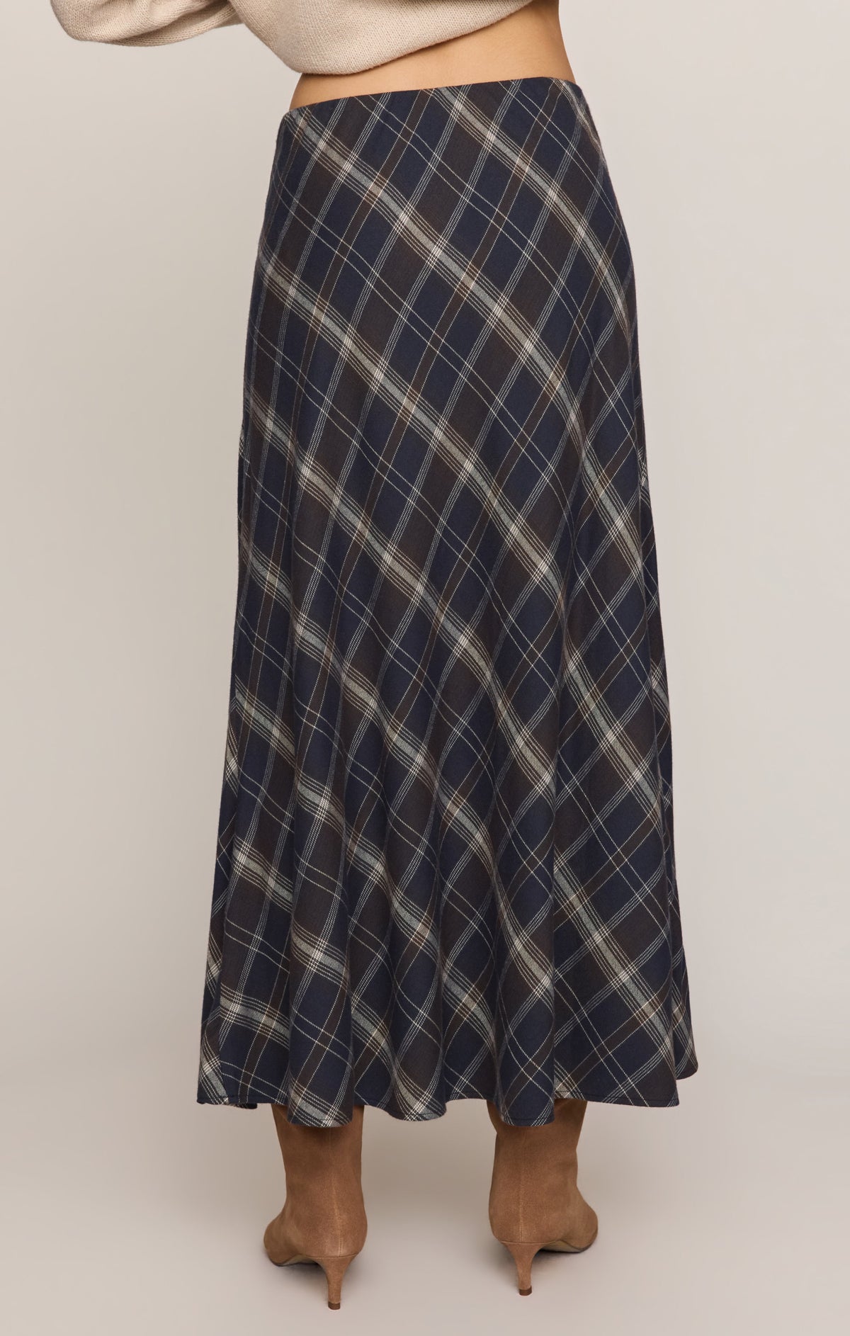 Z Supply Crestview Plaid Maxi Skirt Eclipse bias cut drape through the body of the skirt womens western clothing